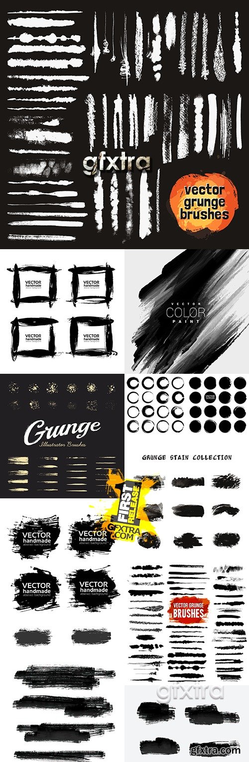 Grunge collection splashes of ink and black paint 10