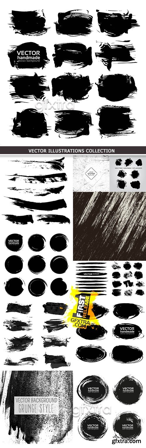 Grunge collection splashes of ink and black paint 10