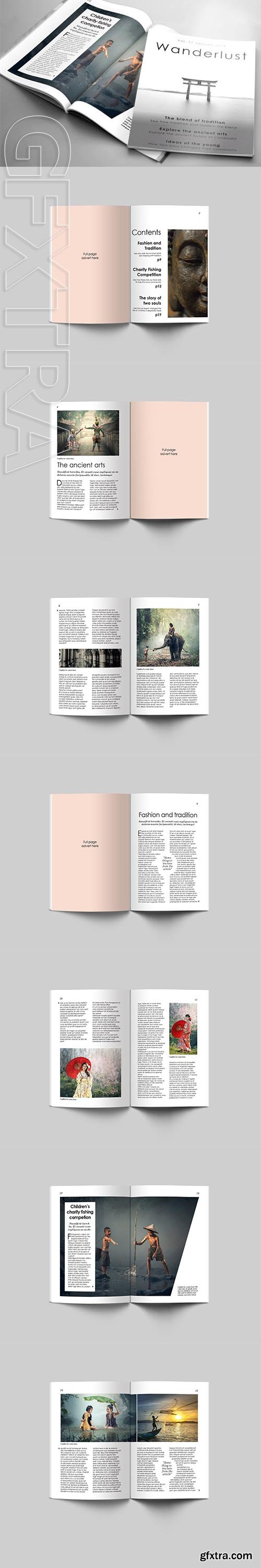 CreativeMarket - WANDERLUST Travel Magazine Template 3400260