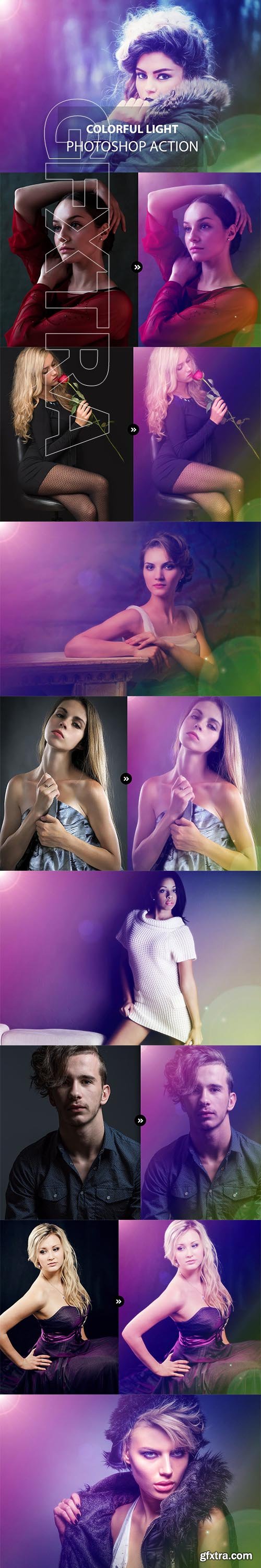 CreativeMarket - Colorful Light Photoshop Action 3164016