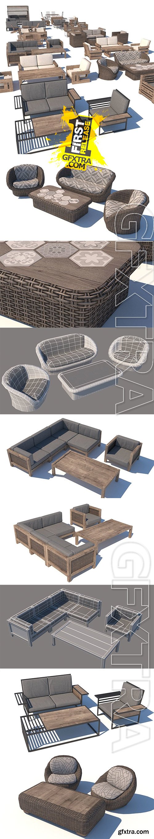 Cgtrader - outdoor furniture collection model Low-poly 3D model