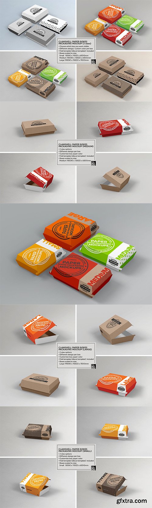 Paper Clamshell Takeout Packaging Mockups