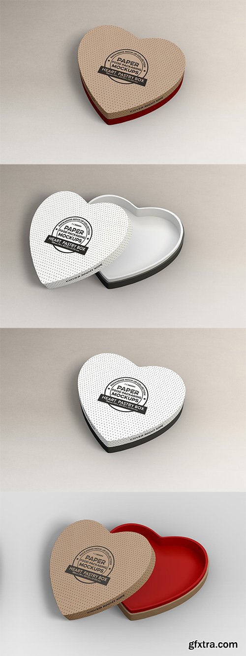 Paper Heart Box Packaging Mockup