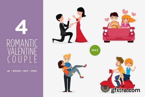 Cute Valentine Couple Vector Vol.2