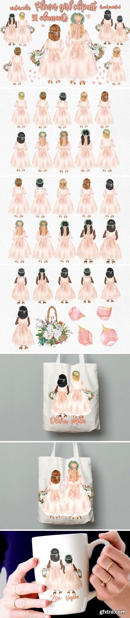 Flower girl clipart Wedding clipart