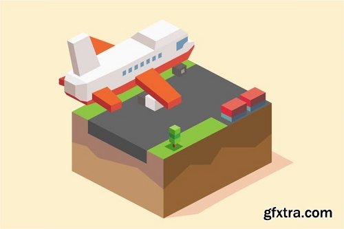 Low Poly Isometric Vector Design Pack