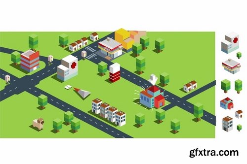 Low Poly Isometric Vector Design Pack