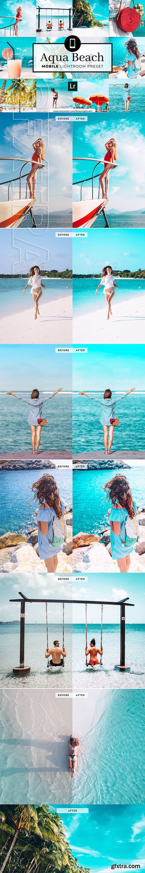 CreativeMarket - Mobile Lightroom Preset Aqua Beach 3321726