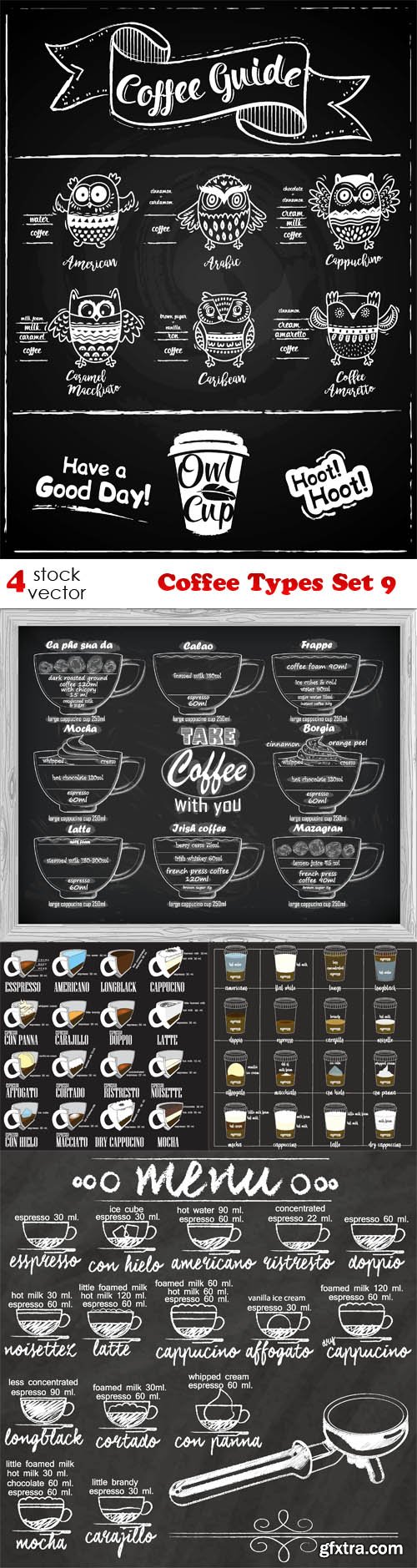 Vectors - Coffee Types Set 9