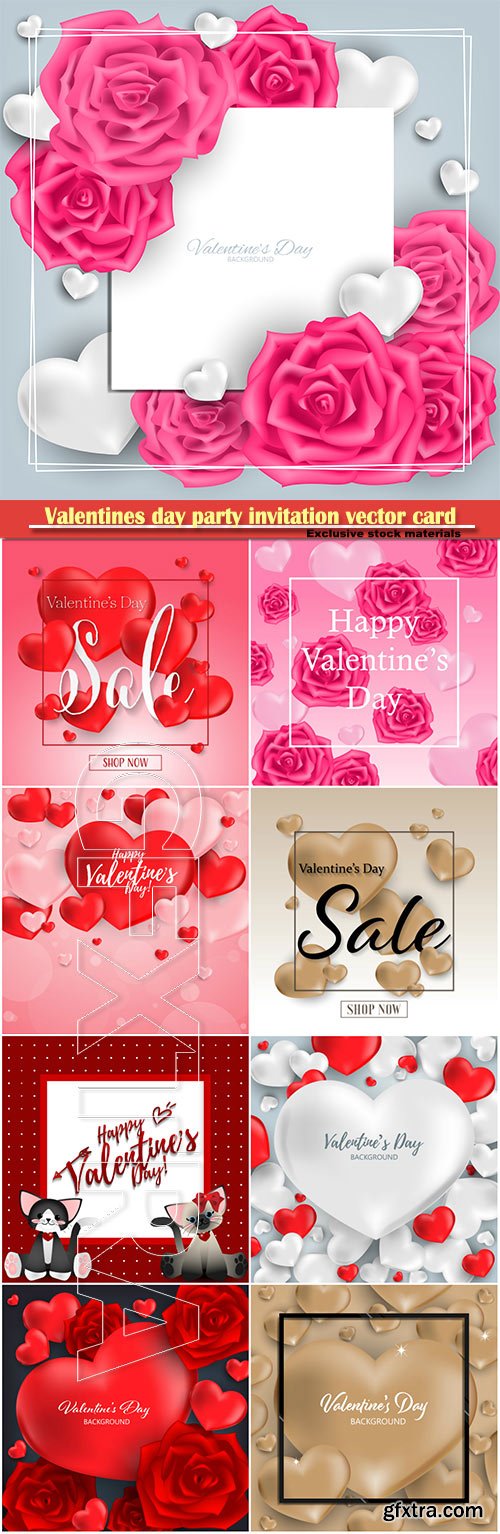 Valentines day party invitation vector card # 30