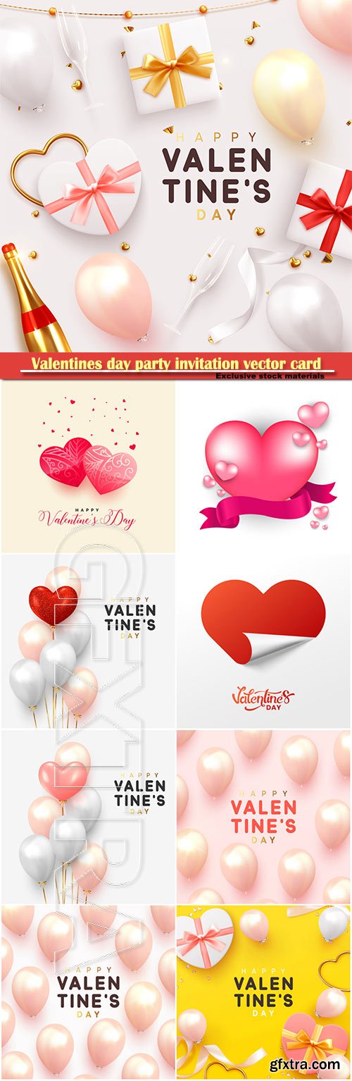 Valentines day party invitation vector card # 32