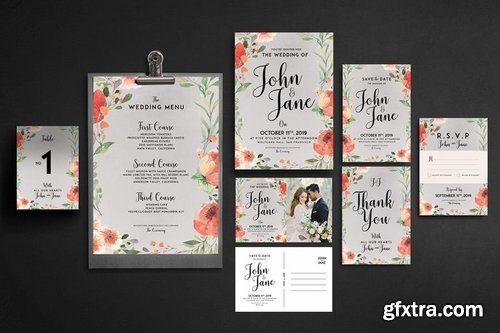 Modern-Vintage Wedding Suite invitation