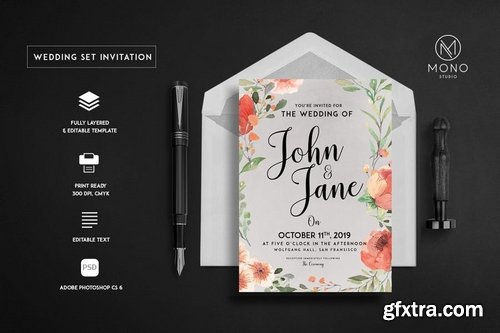 Modern-Vintage Wedding Suite invitation