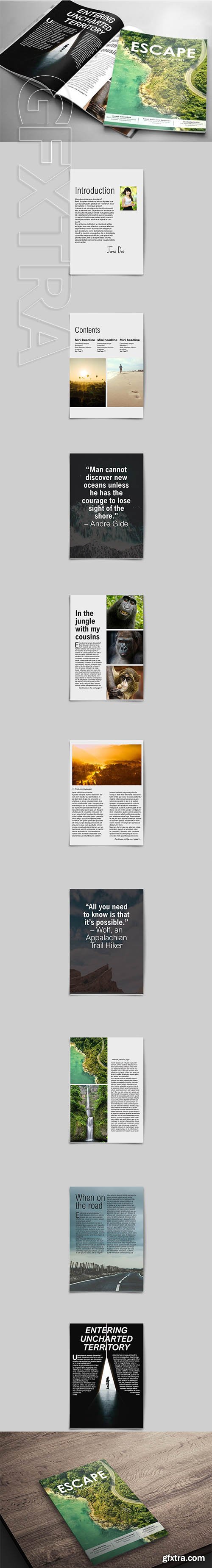 CreativeMarket - ESCAPE, 10 Page Magazine Template 3406119