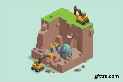 Low Poly Isometric Vector Design Pack 2