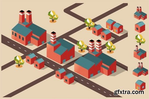 Low Poly Isometric Vector Design Pack 2