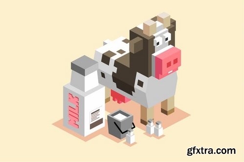 Low Poly Isometric Vector Design Pack 2