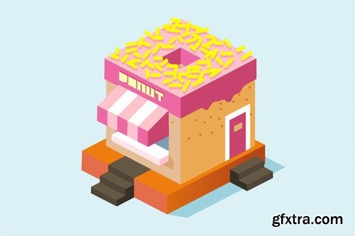 Low Poly Isometric Vector Design Pack 2