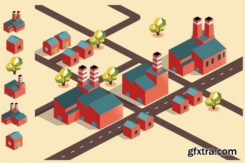 Low Poly Isometric Vector Design Pack 2