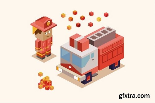 Low Poly Isometric Vector Design Pack 2