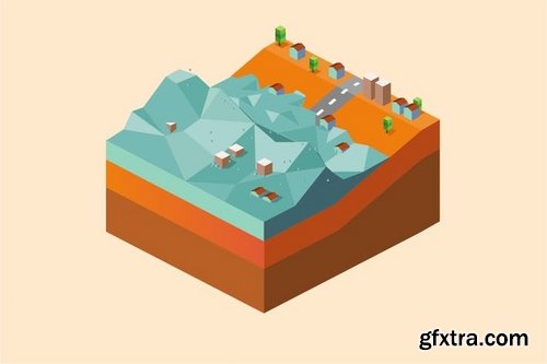 Low Poly Isometric Vector Design Pack 2