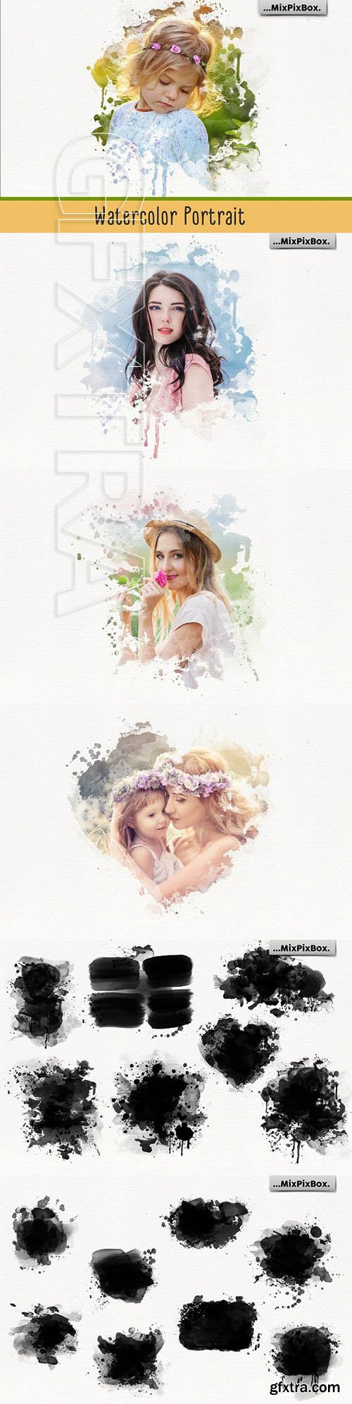 CreativeMarket - Watercolor Portrait Photo Masks 3246658