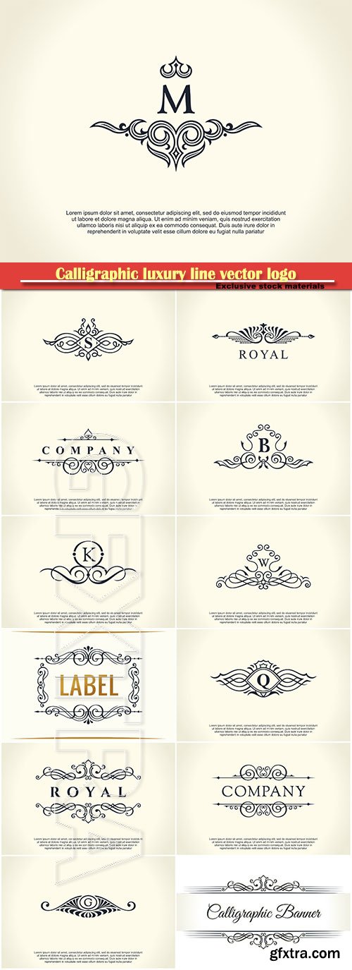 Calligraphic luxury line vector logo