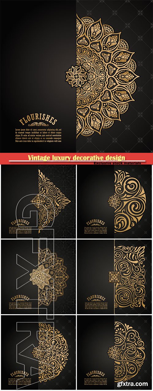 Vintage luxury decorative design of golden mandala