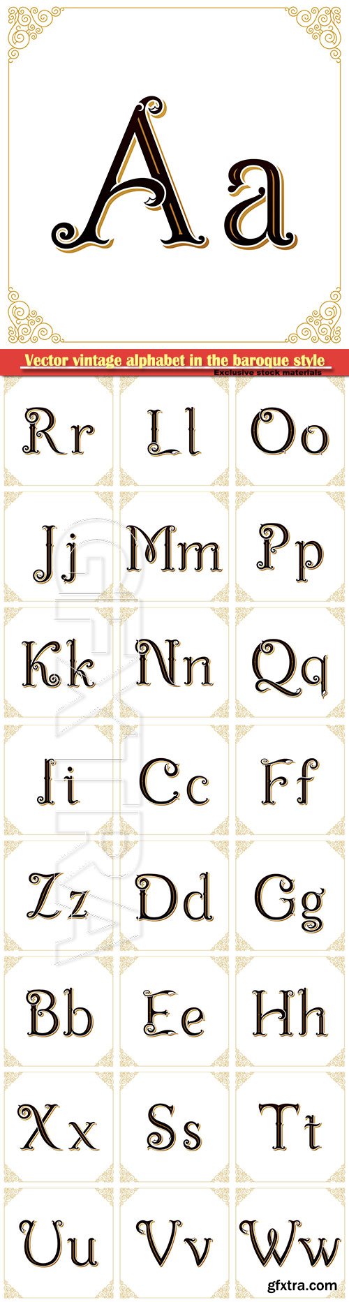 Vector vintage alphabet in the baroque style