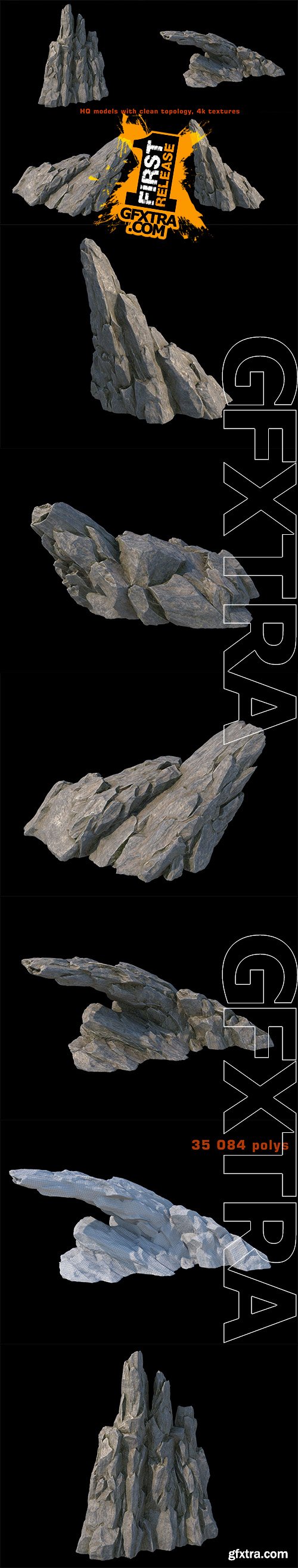 Cgtrader - V-Ray render ready fantasy rocks kit Low-poly 3D model