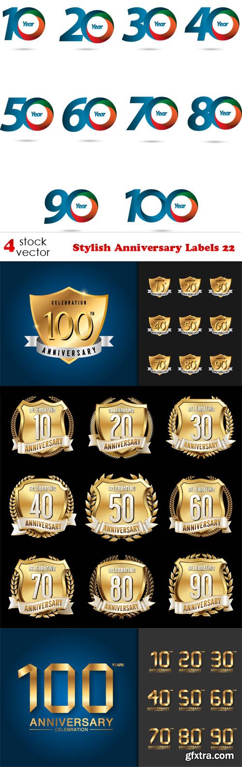 Vectors - Stylish Anniversary Labels 22