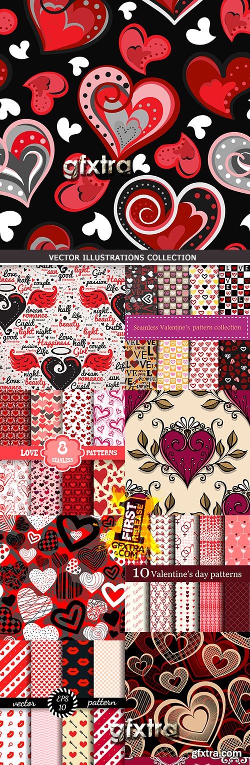 Valentine romantic heart ornament seamless pattern