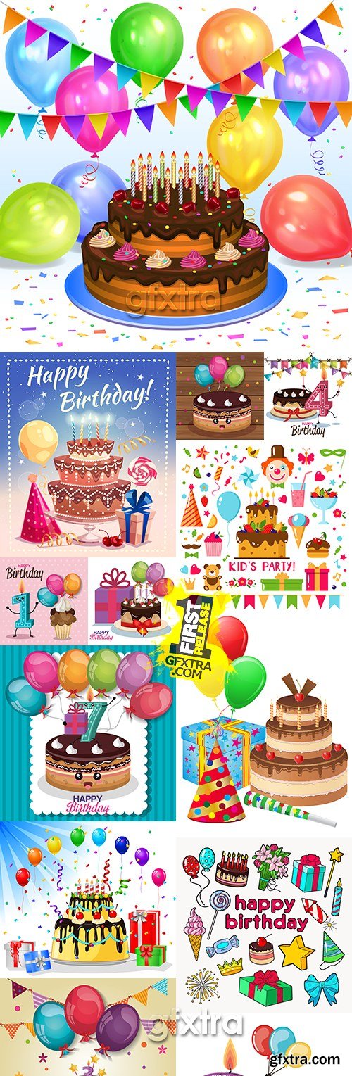 Happy birthday holiday invitation balloons and gifts 15