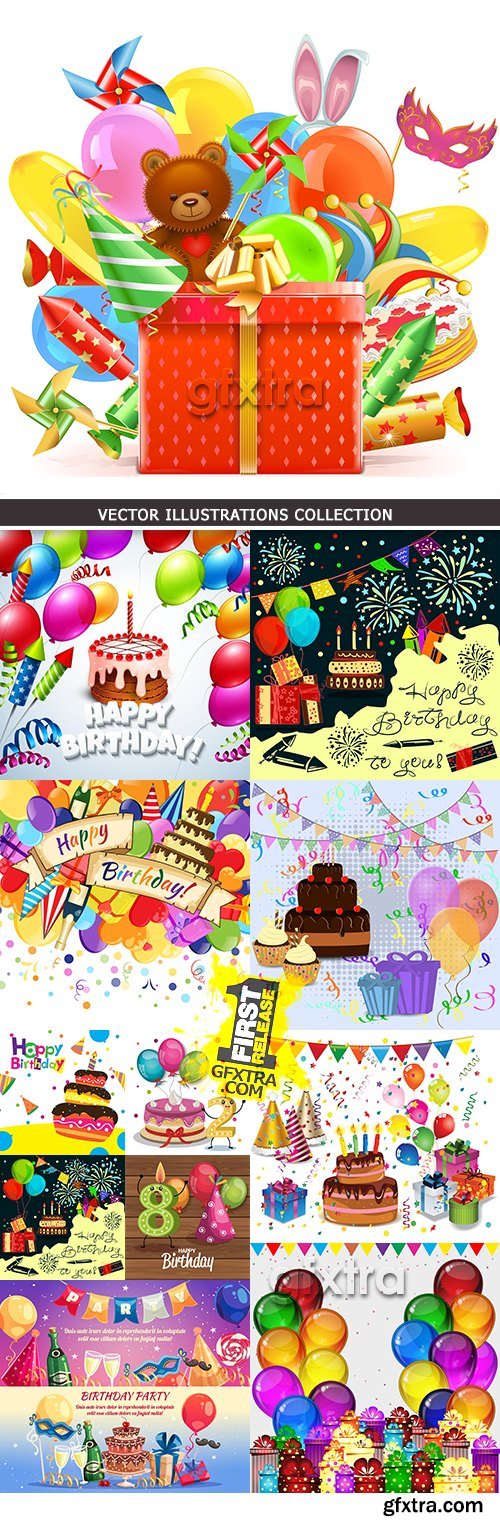 Happy birthday holiday invitation balloons and gifts 15