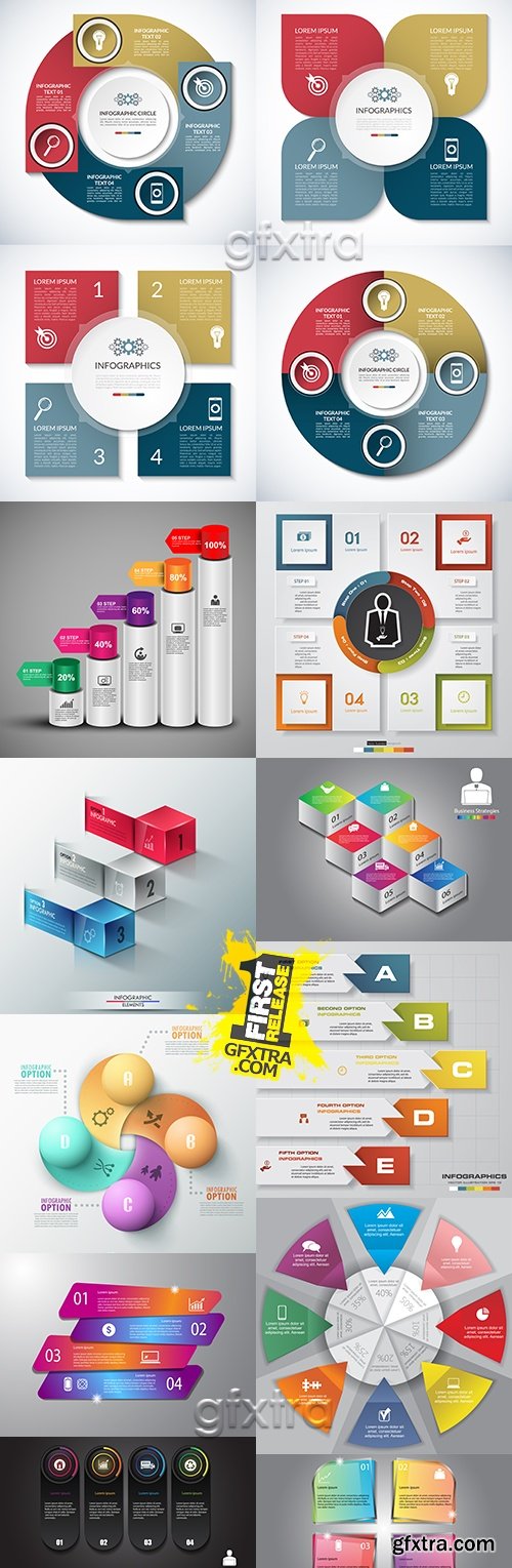 Modern infographics business options elements 28