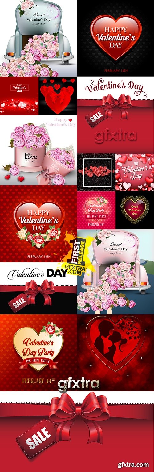 Happy Valentines Day romantic heart collection card 8