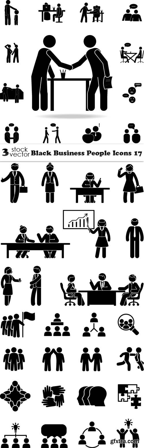 Vectors - Black Business People Icons 17