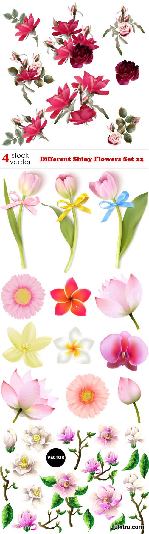 Vectors - Different Shiny Flowers Set 22