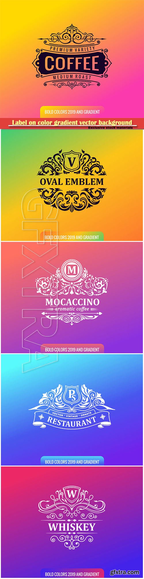 Label on color gradient vector background, vintage logo, badge