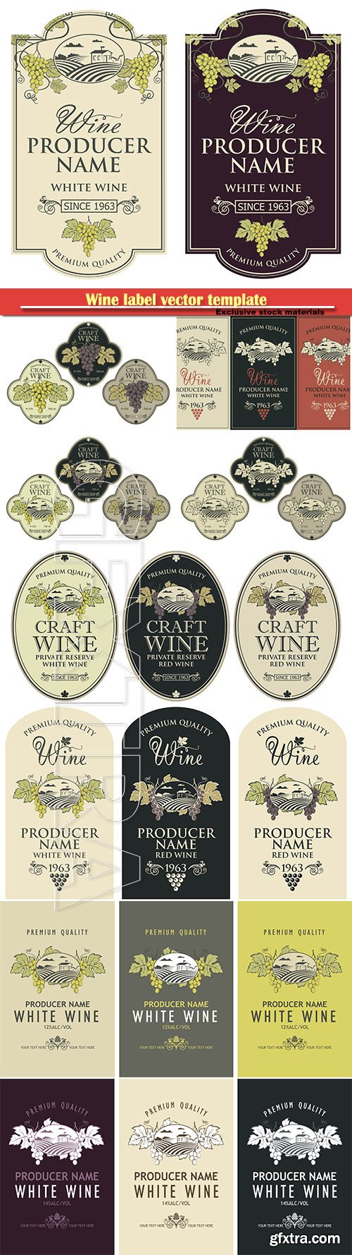 Wine label vector template