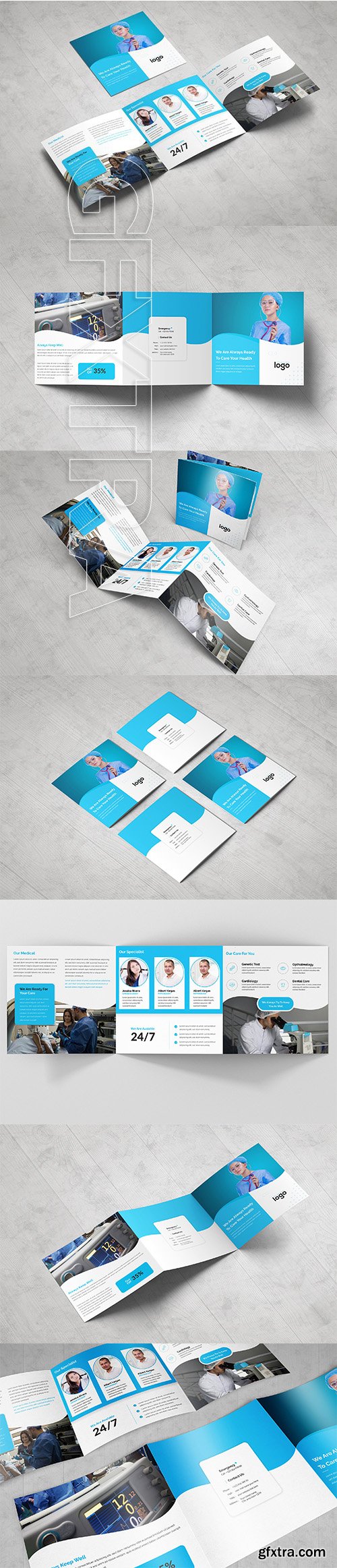 CreativeMarket - Medical Square Tri fold Brochure 3378795