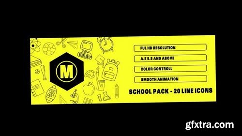 MotionArray School Pack - 20 Line Icons 171061