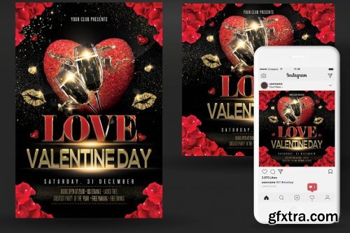 CreativeMarket - Valentines Day Party Flyer 3349483