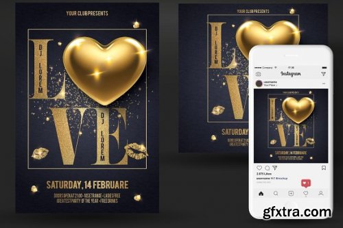 CreativeMarket - Valentines Day Party Flyer 3349679