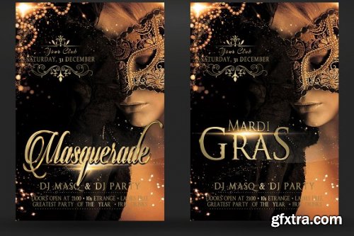 CreativeMarket - Masquerade Mardi Gras Party Flyer 3365455