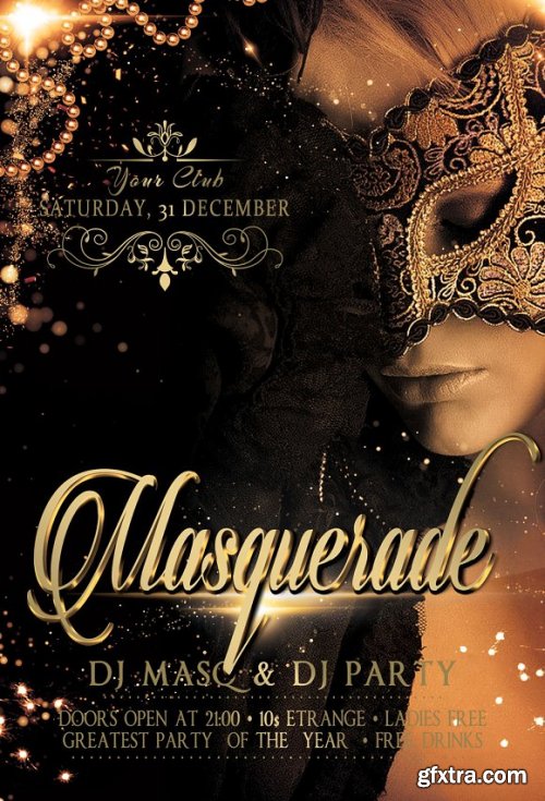 CreativeMarket - Masquerade Mardi Gras Party Flyer 3365455