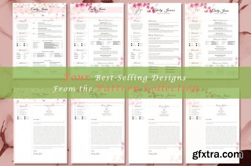 CreativeMarket - Resume CV Bundle Flower Collection 3336781