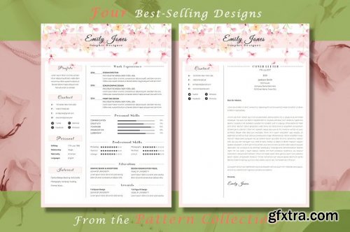 CreativeMarket - Resume CV Bundle Flower Collection 3336781