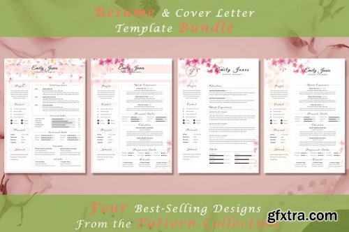 CreativeMarket - Resume CV Bundle Flower Collection 3336781