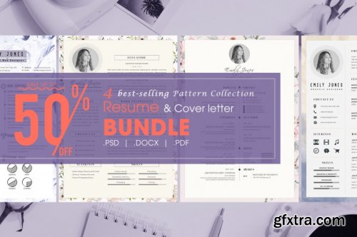 CreativeMarket - Resume CV Pattern Bundle 3335518